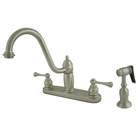 Kingston Brass Heritage Centerset Kitchen Faucet, Brushed Nickel KB1118BLBS